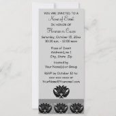 Black Grey Art Nouveau Damask Happy Birthday Kaart (Achterkant)