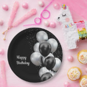 Black Grey Balloon Chic Papieren Bordje (Feest)