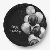 Black Grey Balloon Chic Papieren Bordje (Voorkant)
