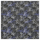 Black Grey Blue Camo Pattern Skulls Stof (Swatch)