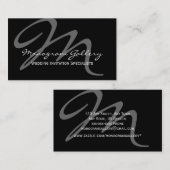 Black Grey Bold Script Monogram Weddenschap Visitekaartje (Voorkant / Achterkant)
