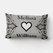 Black Grey Bride Groom Names Floral Wedding Kussen (Achterkant)