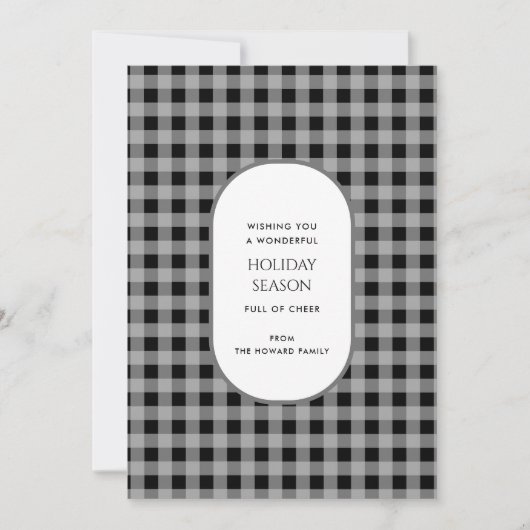 Black Grey Buffalo Plaid Typografie Vakantie Kaart (Voorkant)