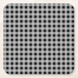 Black Grey Buffalo Plaid Vakantie Kartonnen Onderzetters