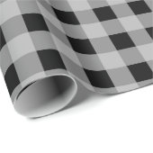 Black Grey Buffalo Plaid Vakantie Kerstmis Cadeaupapier (Rol Hoek)