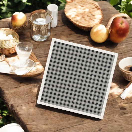 Black Grey Buffalo Plaid Vakantie Servet