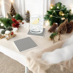 Black Grey Buffalo Plaid Vakantie Stenen Onderzetter