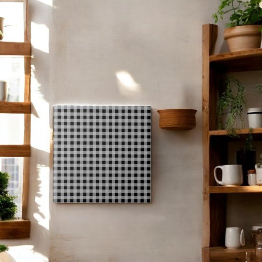 Black Grey Buffalo Plaid Vakantie Tegeltje