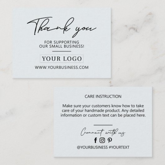 Black & Grey Business Logo Bedankt Product Care Visitekaartje (Voorkant / Achterkant)