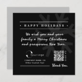 Black Grey Business Logo QR-kerstminima Feestdagenkaart (Voorkant / Achterkant)