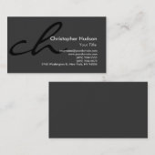 Black Grey Calligraphy Monogram Visitekaartje (Voorkant / Achterkant)