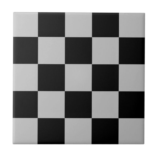 Black Grey Check Ceramic Tegel Tegeltje (Voorkant)