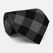 Black Grey Check Stropdas - Modern (Opgerold)