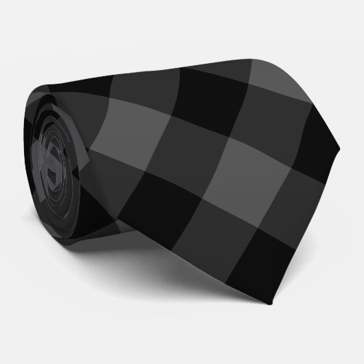 Black Grey Check Stropdas - Modern (Opgerold)