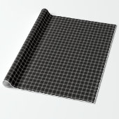 Black Grey Check Wrapping Paper Cadeaupapier (Uitgerold)