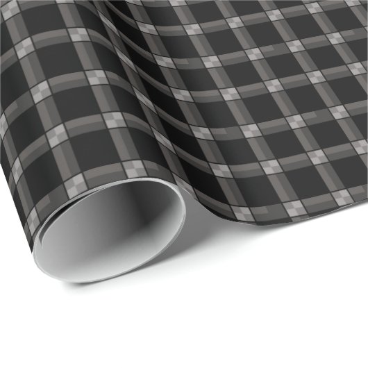 Black Grey Check Wrapping Paper Cadeaupapier (Rol Hoek)