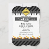 Black Grey Construction Baby shower Invitation Kaart (Voorkant)