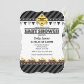 Black Grey Construction Baby shower Invitation Kaart (Staand voorkant)