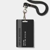 Black Grey Event VIP All Access Pass Event Badge (Achterkant met koord)