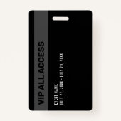 Black Grey Event VIP All Access Pass Event Badge (Achterkant)