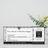 Black Grey Flouri Boarding Pass Wedding Invitation Kaart (Staand voorkant)
