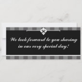 Black Grey Flouri Boarding Pass Wedding Invitation Kaart (Achterkant)