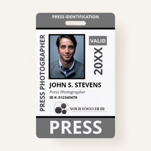 Black Grey Foto & Logo Press ID  Badge