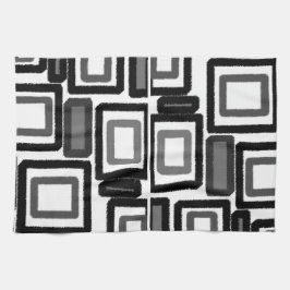 Black Grey Geometric Blokken Theedoek