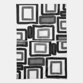 Black Grey Geometric Blokken Theedoek (Verticaal)