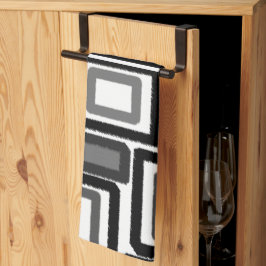 Black Grey Geometric Blokken Theedoek