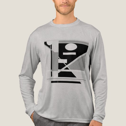 Black Grey geometrische MCM-geïnspireerde Abstract Tri-Blend Shirt (Voorkant volledig)