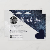 Black Grey Glitter Geo Logo Klant Dank je Bedankkaart (Voorkant / Achterkant)