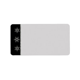 Black Grey Glitter Snowflakes Return Address Label