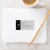 Black Grey Glitter Snowflakes Return Address Label (Insitu)