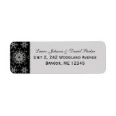 Black Grey Glitter Snowflakes Return Address Label (Voorkant)