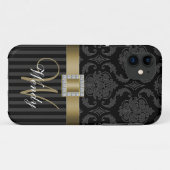 Black Grey Gold Damask Stripes iPhone 5 Hoesje (Achterkant (horizontaal))
