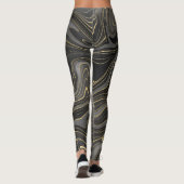Black Grey Gold Marble Swirl Agate Strata Women's Leggings (Achterkant)