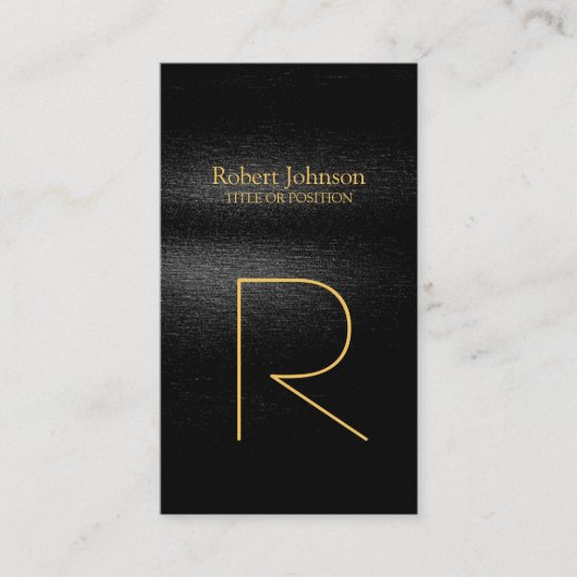 Black Grey Gold Monogram Visitekaartje (Voorkant)