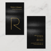 Black Grey Gold Monogram Visitekaartje (Voorkant / Achterkant)
