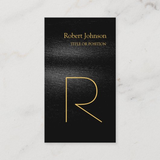 Black Grey Gold Monogram Visitekaartje (Voorkant)