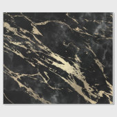Black Grey Graphite Gold Marble Shiny VIP Cadeaupapier (Vlak)