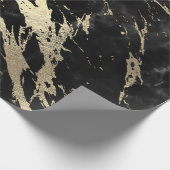 Black Grey Graphite Gold Marble Shiny VIP Cadeaupapier (Hoek)