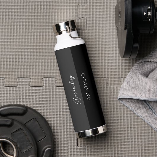 Black Grey Graphite Logo Name Makeup Artist Waterfles (Gym)