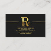 Black Grey Layers Gold Line Real Estate Agent Visitekaartje (Achterkant)