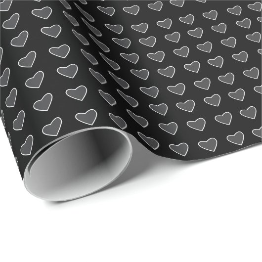 Black Grey Love Hearts Cadeaupapier (Rol Hoek)