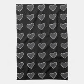 Black Grey Love Hearts Theedoek (Verticaal)