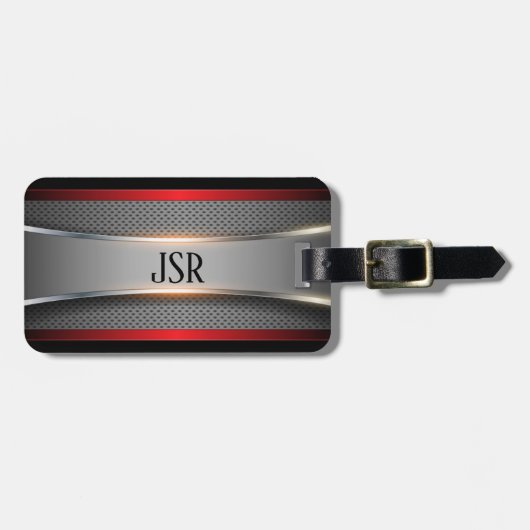 Black Grey Metallic look Bagagelabel (Voorkant horizontaal)