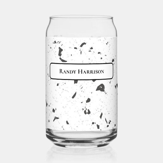 Black & Grey Micro Chips Retro Terrazzo Pattern Blikvorm Glas (Voorkant)