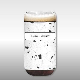 Black & Grey Micro Chips Retro Terrazzo Pattern Blikvorm Glas