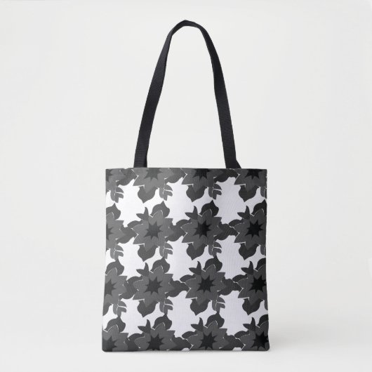 Black Grey Modern Abstract Floral Pattern Tote Bag (Voorkant)